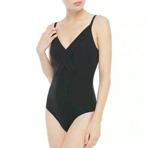 New $187 JETS Jessica Allen Crossover Swimsuit One Piece Black Sz 6